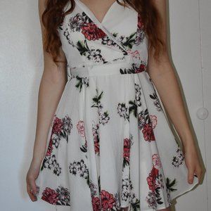 White and Red Floral Dress